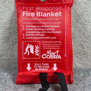 Mart Cobra First Response Emergency Fire Blanket 40" X 40" 100% Fiberglass Flame